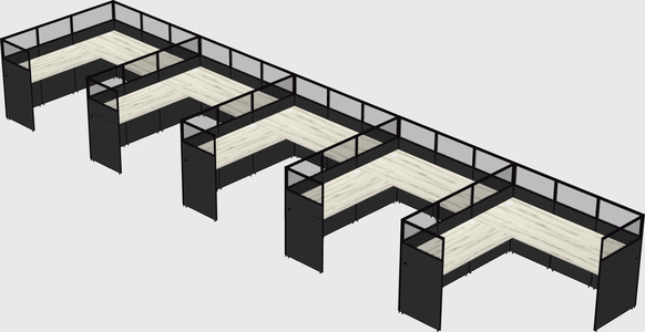 Shared l-shaped cubicle