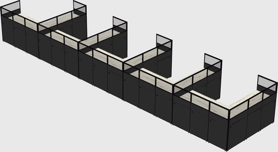Shared l-shaped cubicle