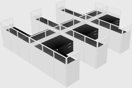 Shared l-shaped cubicle