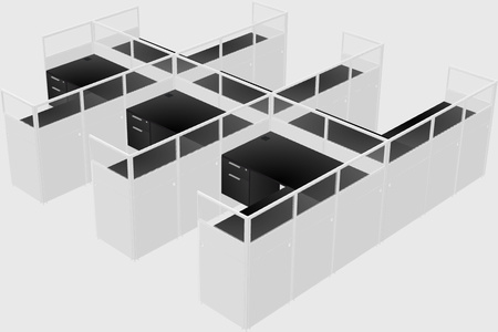 Shared l-shaped cubicle