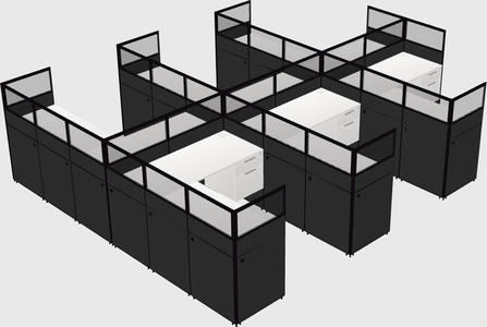 Shared l-shaped cubicle