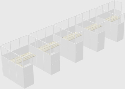 Shared l-shaped cubicle