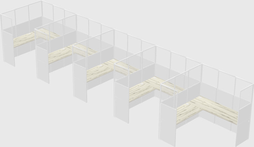 Shared l-shaped cubicle