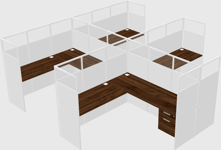 Shared l-shaped cubicle