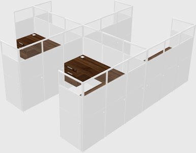 Shared l-shaped cubicle