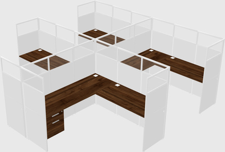 Shared l-shaped cubicle