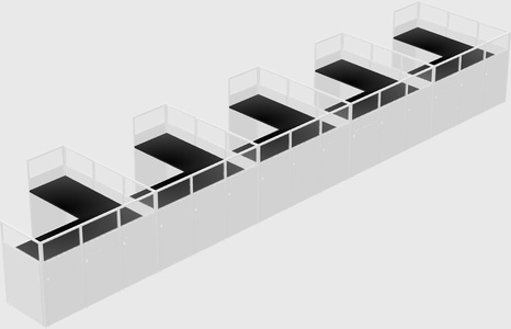 Shared l-shaped cubicle