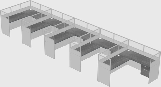Shared l-shaped cubicle