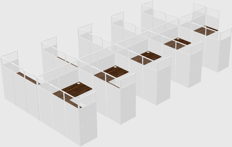 Shared l-shaped cubicle