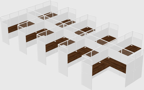 Shared l-shaped cubicle