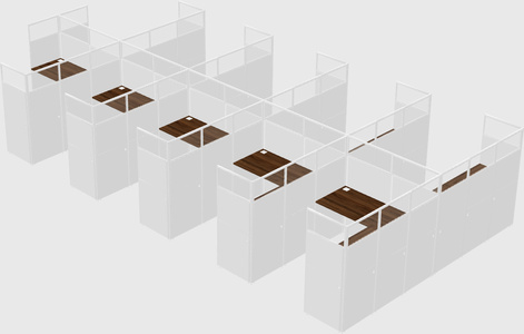 Shared l-shaped cubicle