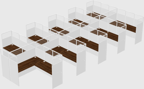 Shared l-shaped cubicle