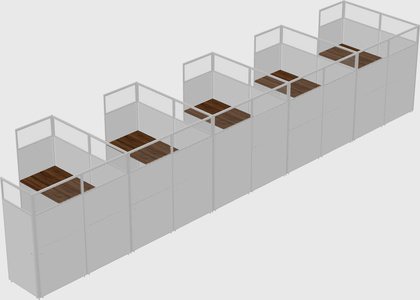 Shared l-shaped cubicle