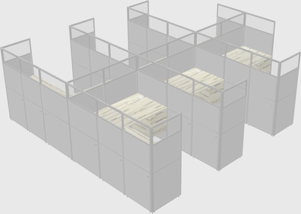Shared l-shaped cubicle