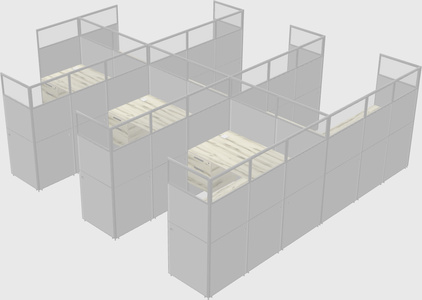 Shared l-shaped cubicle