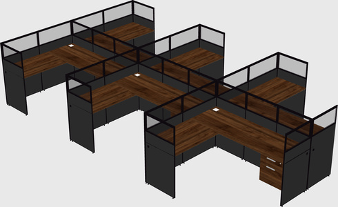 Shared l-shaped cubicle