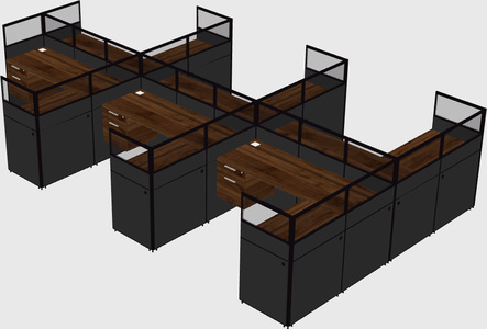 Shared l-shaped cubicle