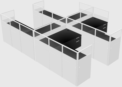 Shared l-shaped cubicle