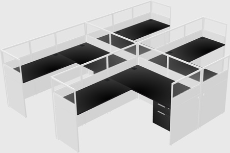Shared l-shaped cubicle