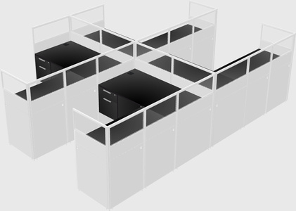 Shared l-shaped cubicle