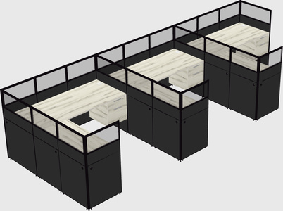 Shared l-shaped cubicle