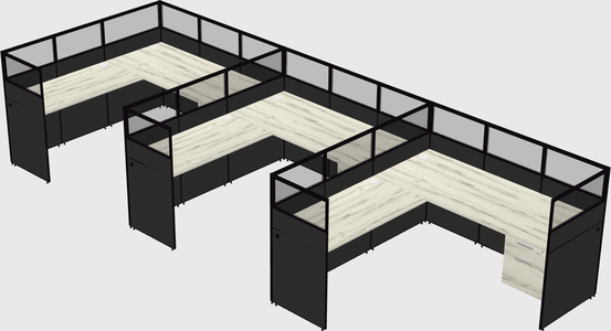 Shared l-shaped cubicle