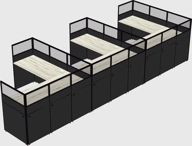 Shared l-shaped cubicle