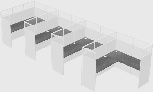 Shared l-shaped cubicle