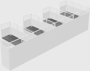 Shared l-shaped cubicle