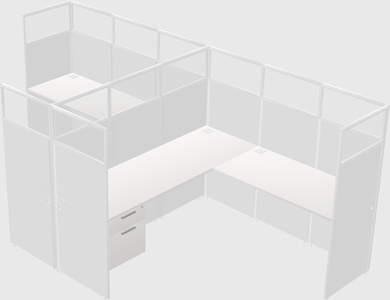 Shared l-shaped cubicle