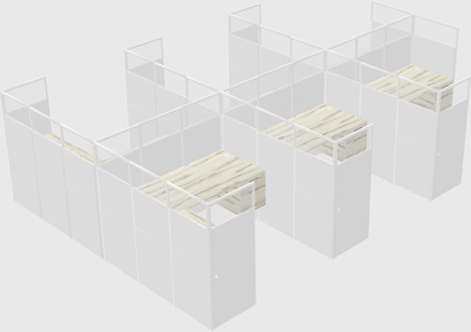 Shared l-shaped cubicle