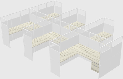 Shared l-shaped cubicle