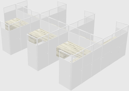 Shared l-shaped cubicle