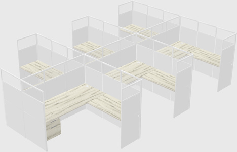 Shared l-shaped cubicle