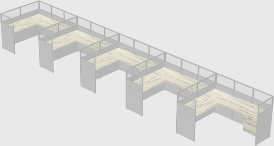 Shared l-shaped cubicle