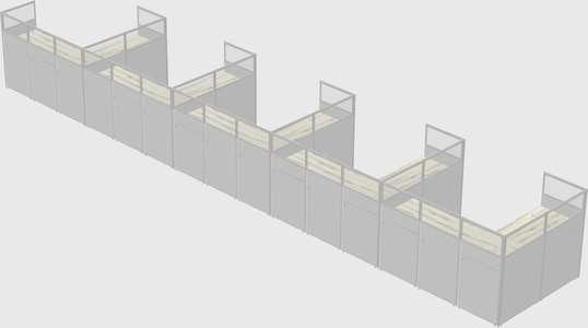 Shared l-shaped cubicle