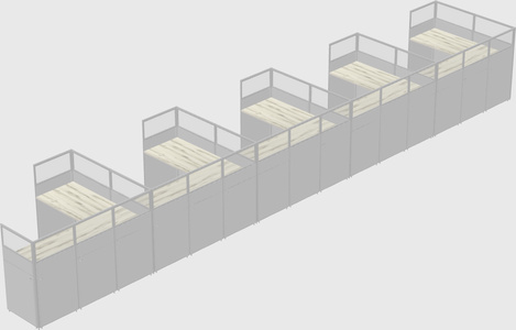 Shared l-shaped cubicle