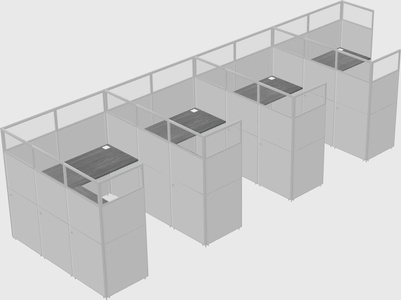 Shared l-shaped cubicle