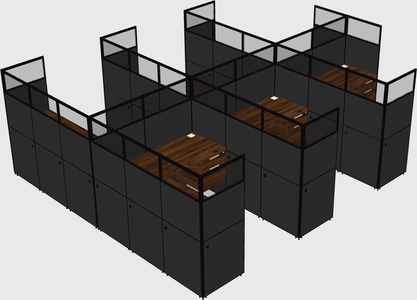 Shared l-shaped cubicle