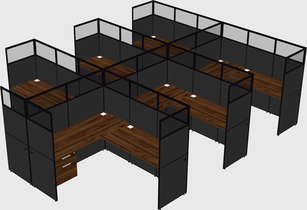 Shared l-shaped cubicle