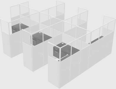 Shared l-shaped cubicle