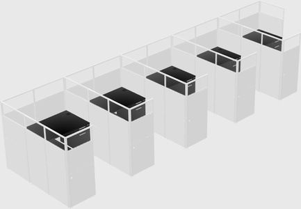 Shared l-shaped cubicle