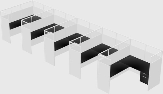 Shared l-shaped cubicle
