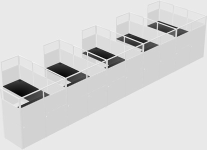 Shared l-shaped cubicle