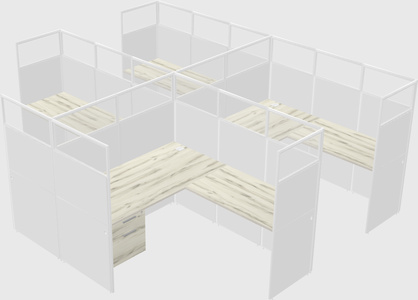 Shared l-shaped cubicle