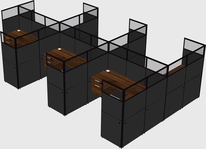Shared l-shaped cubicle