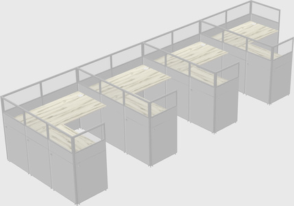 Shared l-shaped cubicle