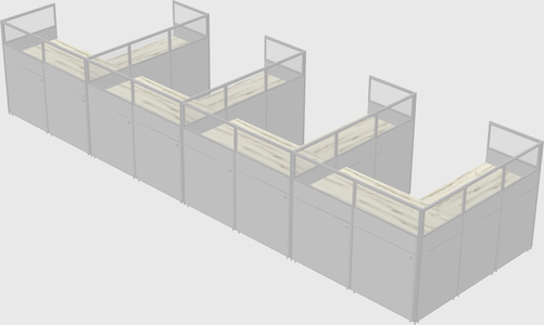 Shared l-shaped cubicle