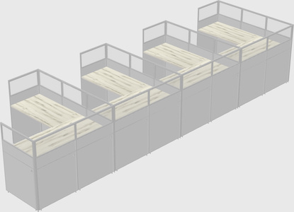 Shared l-shaped cubicle