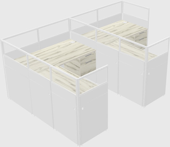 Shared l-shaped cubicle